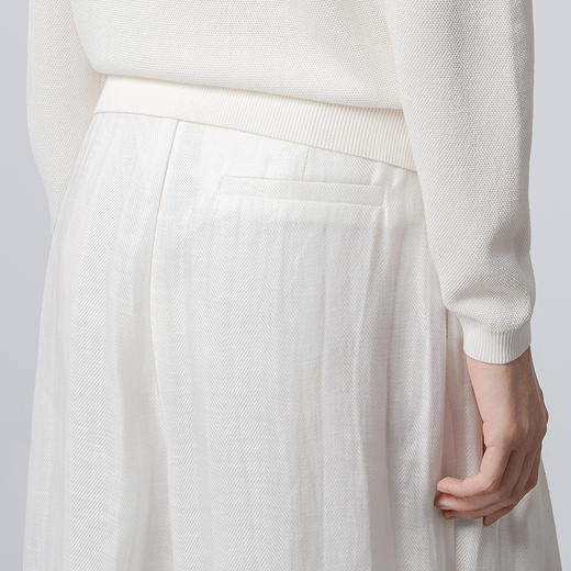 【林栖设计小店】简叙素影|天丝亚麻白色压褶垂感2026春新款宽松阔腿裤子1961081 商品图3