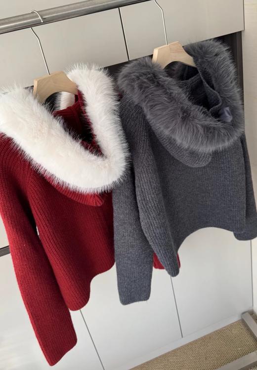 F012209深灰坑条针织拉链开衫宽松落肩的oversize版型针织衫 商品图5