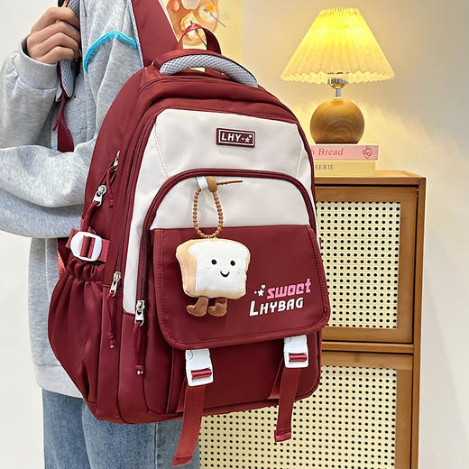 【简约时尚款❗️上学轻松背】新款透气减负护脊初中书包女生可爱三到六年级大容量糖果色双肩包。jc 商品图0