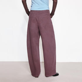 NUTH紫红色复古做旧宽松弯刀工装裤女