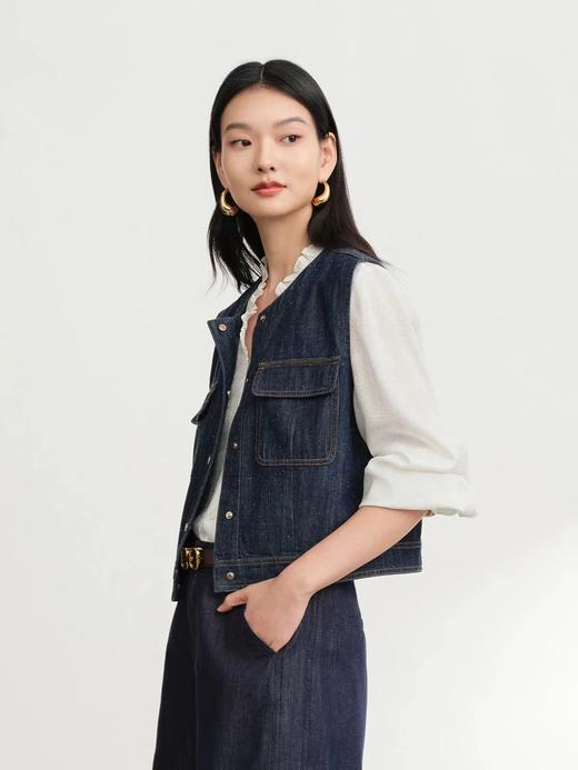D012279春夏新款设计感口袋圆领 水洗牛仔背心马甲外套 商品图3
