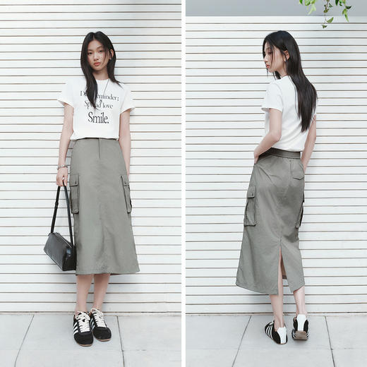森马半身裙女夏肌理防晒凉感开叉工装裙时尚休闲潮酷高街户外长裙 商品图4