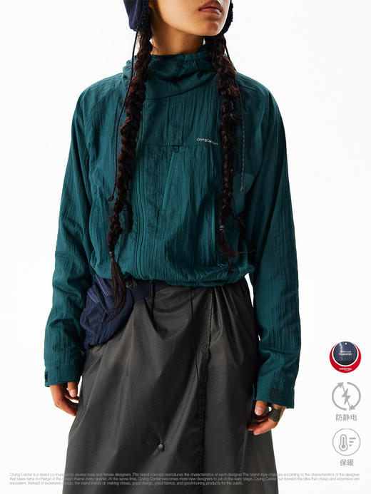 CryingCenter保暖锁温连帽短款外套秋冬户外徒步软壳长袖 商品图2