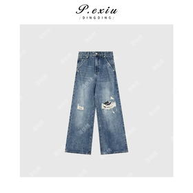 04-2潘依绣丁丁宠粉港风水洗虚破立体牛仔裤 Q6748
