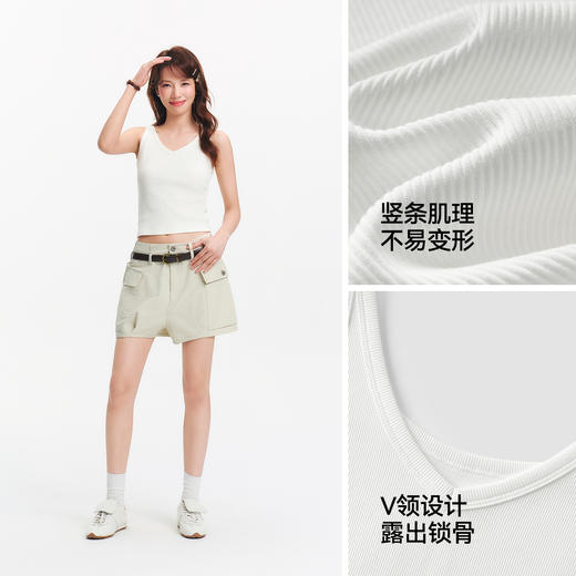 森马背心女夏短款V领紧身凉感上衣外穿叠穿气质女士百搭简约内搭 商品图2