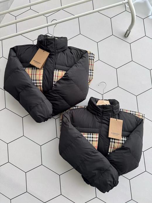 D012254新款格纹拼接双面两穿系腰带羽绒服外套女 商品图1