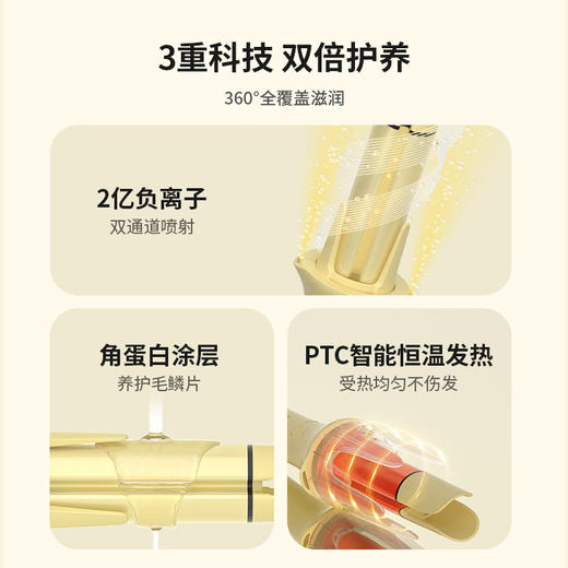 【一机多用4种造型】Lowra rouge罗拉多合一自动卷发器ACI-102 持久定型不易卡发不跑发 2亿负离子抚平毛躁 角蛋白涂层长效润发 加厚防烫 蜂鸣计时提醒 商品图5