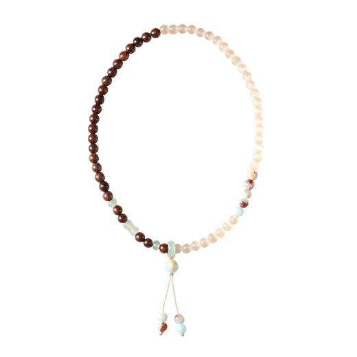 【柔光净土·粉猫眼寿山石手串】敦煌福泽崖柏拼寿山石紫猫眼石手串原创设计 金丝檀新中式双圈手串 商品图4