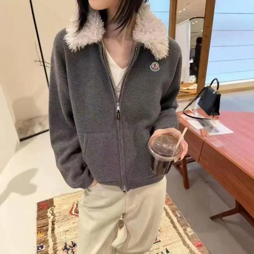 F012210新年红毛绒领针织开衫宽松落肩版型女款 商品图9