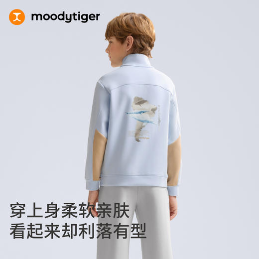 【大J专属】moodytiger儿童领口拉链奶皮卫衣亲肤舒适休闲套头51510305 商品图3