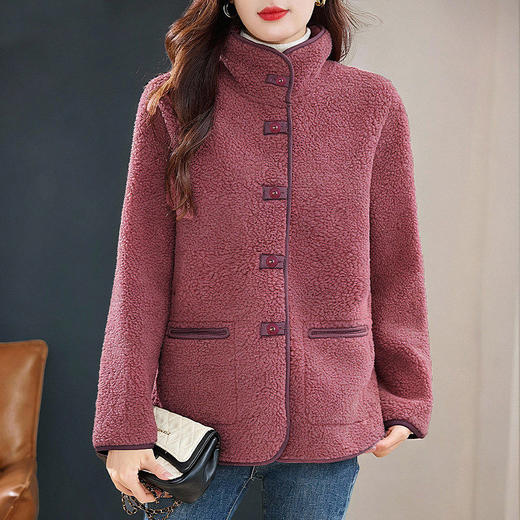 加绒羊羔绒厚外套女冬季新款立领羊羔毛保暖上衣大码气质大衣女装 商品图2