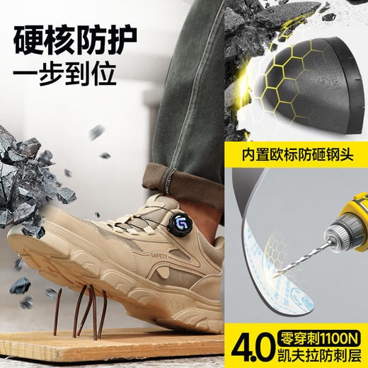 防砸防刺穿欧标钢包头达标4.0㎜凯夫拉底橡塑底新款劳保鞋 商品图4
