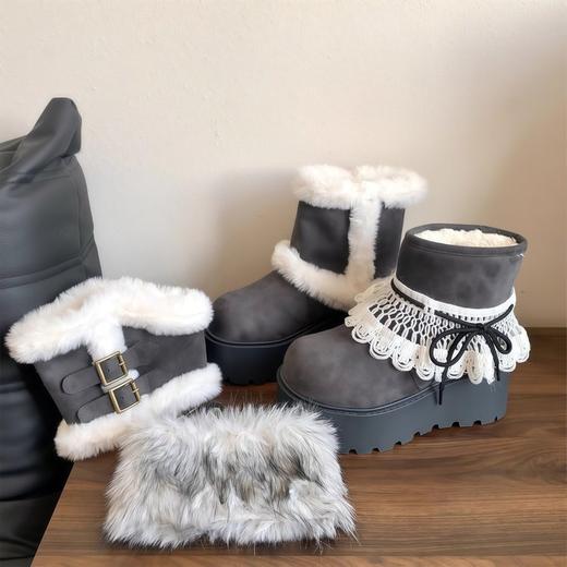 【多种穿法】厚底加绒雪地靴 加厚毛绒 锁温保暖 厚底增高显瘦 任意搭配 商品图4