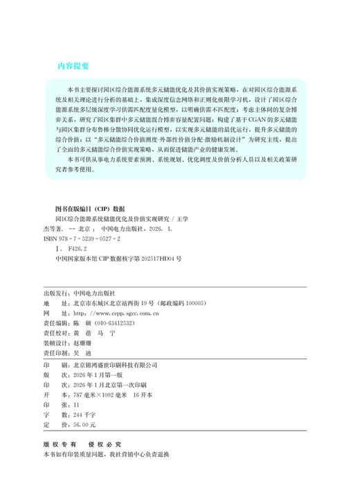 园区综合能源系统储能优化及价值实现研究 商品图3
