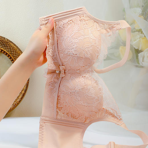 【298选3】A2-💟【A-B杯】【小胸聚拢 透气薄杯】性感蕾丝内衣女调整型收副乳夏季薄款文胸   凝露秋霞 商品图5