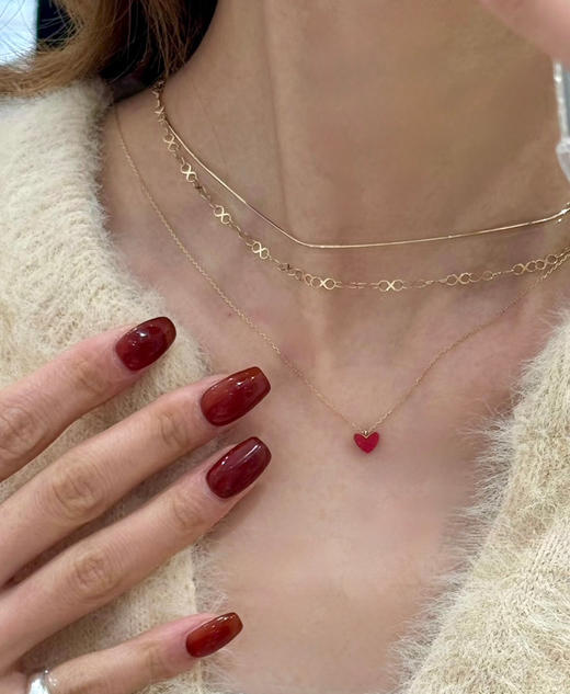 日单AHKAH18k镀金小红心项链耳钉012204 商品图10