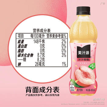 可口可乐（Coca-Cola）美汁源  汁汁桃桃饮料 450ml*12瓶  新老包装随机 商品图2