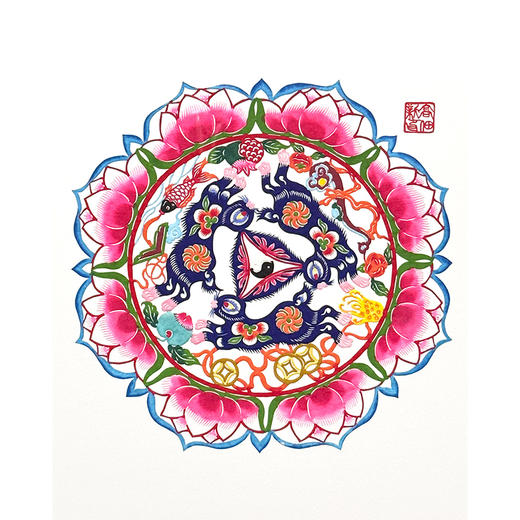 伽罗 JALO 年画-蔚县剪纸《莲环瑞境》 商品图4