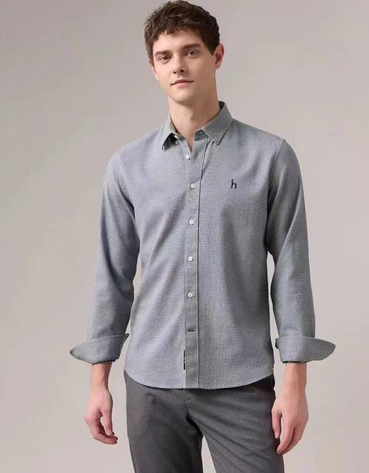 F012218男士内搭衬衣纯色长袖棉质牛津纺衬衫 商品图8