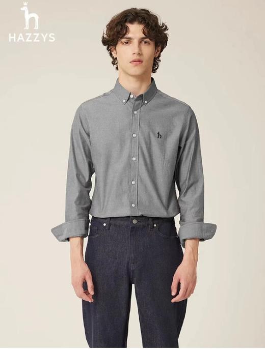 F012218男士内搭衬衣纯色长袖棉质牛津纺衬衫 商品图6