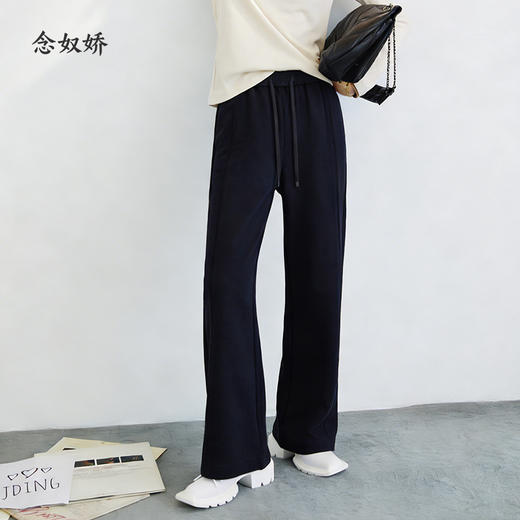 【商场同款】CNT5919 " 弹力松弛裤 " 全松紧腰头久坐不勒 立体捏梗设计更显瘦显腿长 深灰色直筒裤 商品图5