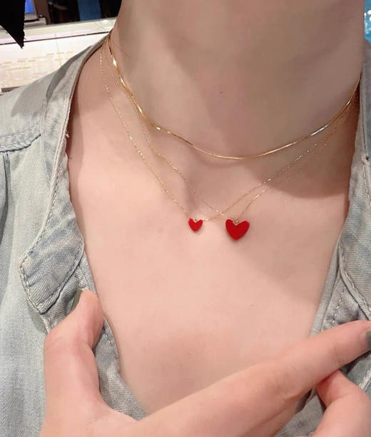 日单AHKAH18k镀金小红心项链耳钉012204 商品图3