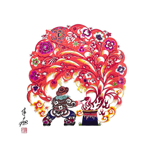 伽罗 JALO 年画-蔚县剪纸《打树花》-下单后2个工作日内发货 商品图4