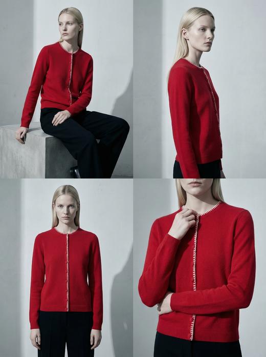 KINGDEER/KD秋冬新款时尚百搭女式羊绒开衫L805569全部红色款鹿王 红色 商品图8