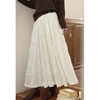 鹿向南「玫瑰庄园」杏色蕾丝拼接丝绒半身裙女秋冬好看A字中长裙 商品缩略图4