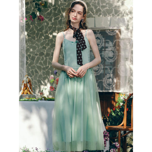 两三事 茉莉与薄荷 2026春季新款小清新立体花朵吊带连衣裙仙女裙 商品图2