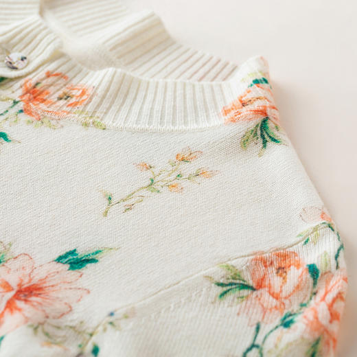 【林栖设计小店】（现货）花颜芳华|绵羊毛优雅多色印花2026春新款修身毛织外套G1961388 商品图10