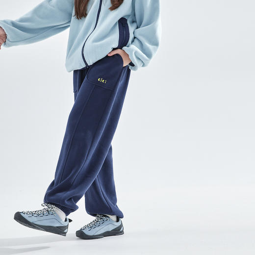 花灰不加绒款预售3.30发 cicochild 25年秋季新款中大女童复古休闲卫裤内里磨绒保暖束脚裤 商品图4