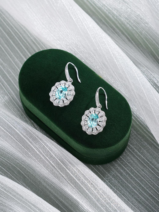 子佩集【瑰丽长馨】银S925耳环【PYE3043-XF】培育宝石帕拉伊巴蓝碧玺2601 商品图3