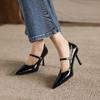 阿么手工女鞋法式高级感一字带高跟鞋百搭不累脚复古浅口单鞋8CM 商品缩略图2