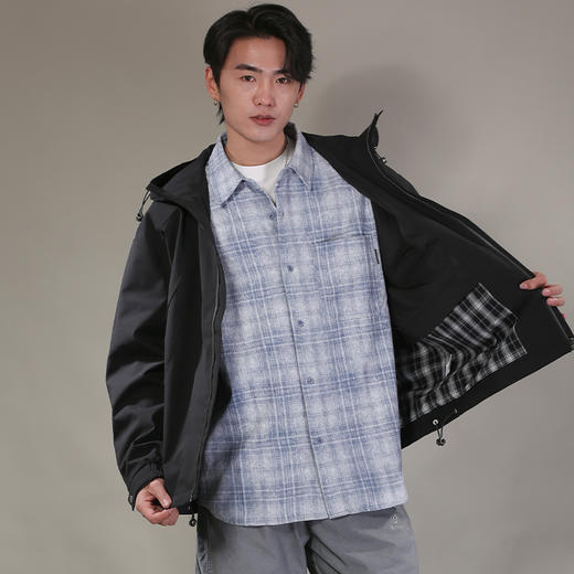 DRONKOO 2026 连帽前后弧形压边下摆抽绳中厚夹克 商品图3