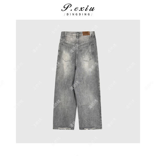 04-3潘依绣丁丁宠粉土耳其软牛仔重工洗水直筒牛仔裤Q6542 商品图1