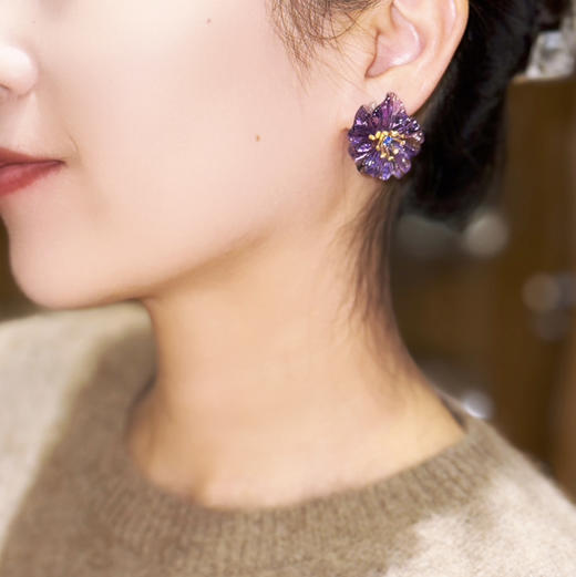 BY EVITA系列 花语 18K镶紫水晶、蓝宝石和钻石 耳钉 商品图1
