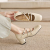 阿么手工女鞋2026新款高跟单鞋交叉带方头法式银色玛丽珍鞋子5CM 商品缩略图2