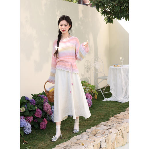 鹿向南「编织彩系」粉色慵懒风针织衫女春季高级洋气薄款罩衫上衣 商品图3