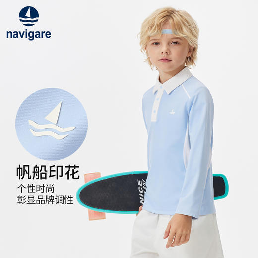 【120-160】【纳维凯尔】意大利小帆船男童休闲长袖POLO衫 商品图0