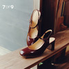 7or9玛丽珍后空粗跟法式复古高跟鞋新款浆果酒 商品缩略图0