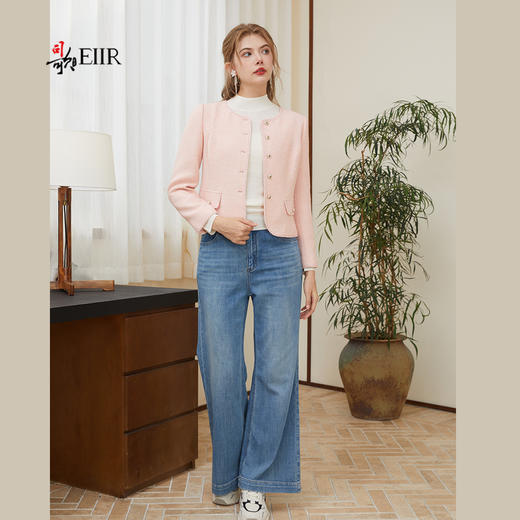 司歌小香风珠片闪闪外套收腰单排扣圆领长袖秋冬女B921086X 商品图2