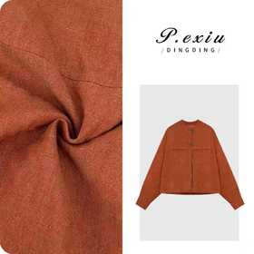 100%亚麻复古时髦单排扣圆领长袖外套M9100