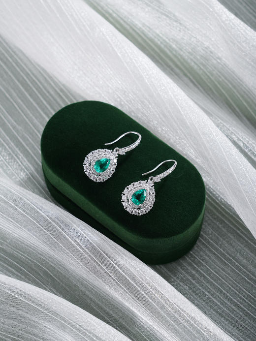 子佩集【薄荷微光】银S925耳环【EM3095-XF】培育宝石祖母绿2601 商品图5