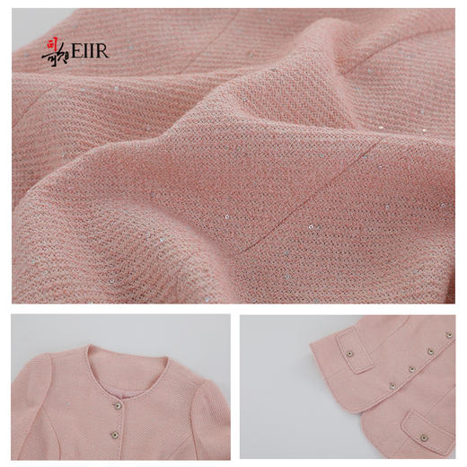 司歌小香风珠片闪闪外套收腰单排扣圆领长袖秋冬女B921086X 商品图1