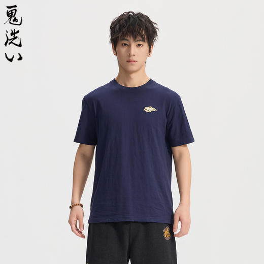 ONIARAI/鬼洗26春季新品泥棒蓝守护の獭绣花短T男短袖 N840297 商品图2