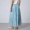 【林栖设计小店】手工炒色|苎麻天蓝色绣花肌理宽松显瘦2026春新款半身裙1961143 商品缩略图5