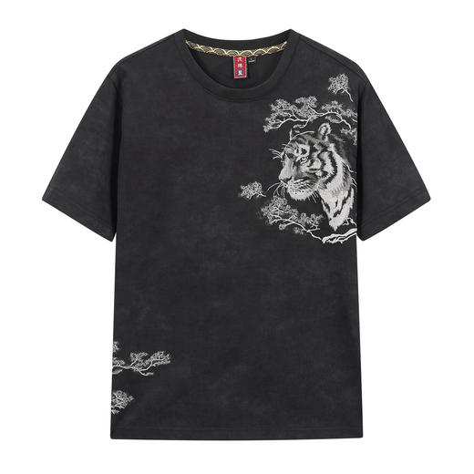 ONIARAI/鬼洗26春季新品泥棒蓝黑虎绣花休闲短袖T恤男式 N840298 商品图3