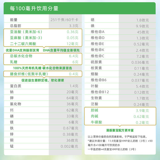 喜寶HiPP 有機HMP母乳益生菌+益生元嬰兒配方奶粉 3段 （350g）德国原罐进口 商品图5