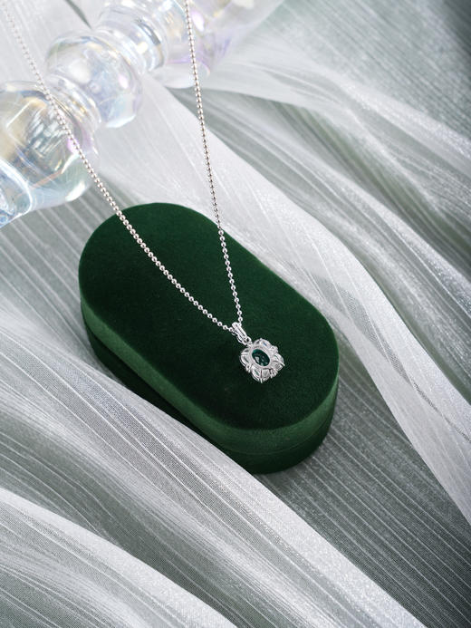 子佩集【碧海长歌】银S925套链【PM2222-XF】项链培育宝石祖母绿2601 商品图5